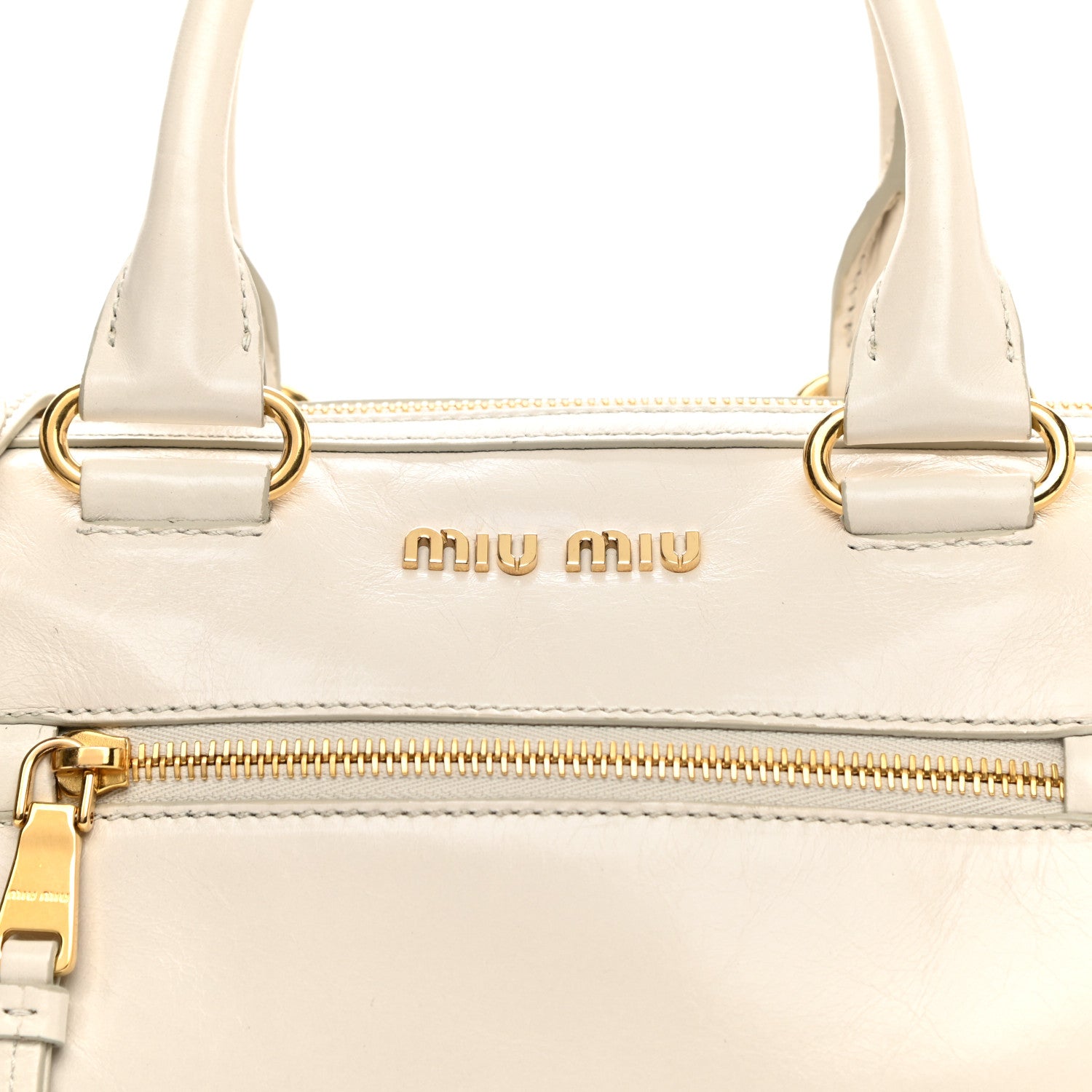 Miu Miu Vitello Shine Zip Tote Talco 7 of 10