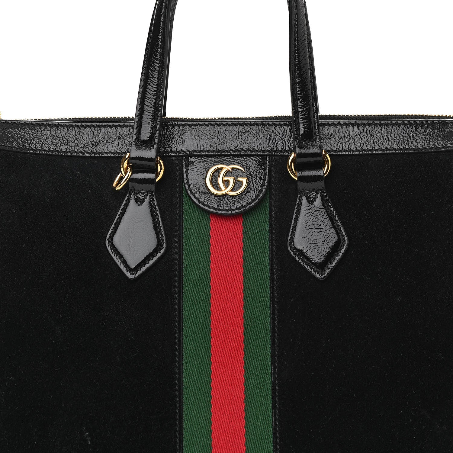 Gucci Suede Patent GG Web Medium Ophidia Tote Bag Black 7 of 18
