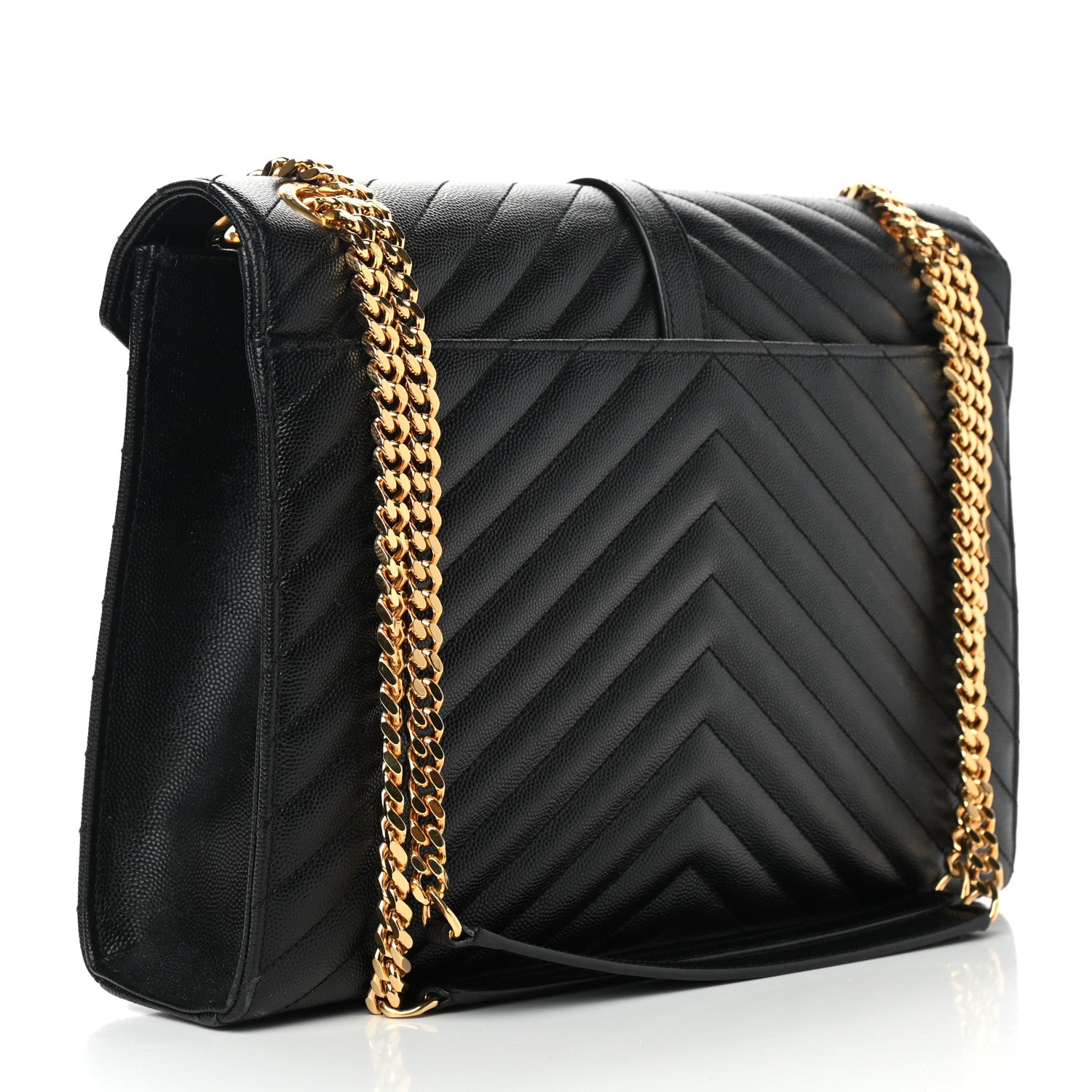 Saint Laurent Grain De Poudre Matelasse Chevron Large Monogram Satchel Black 3 of 8