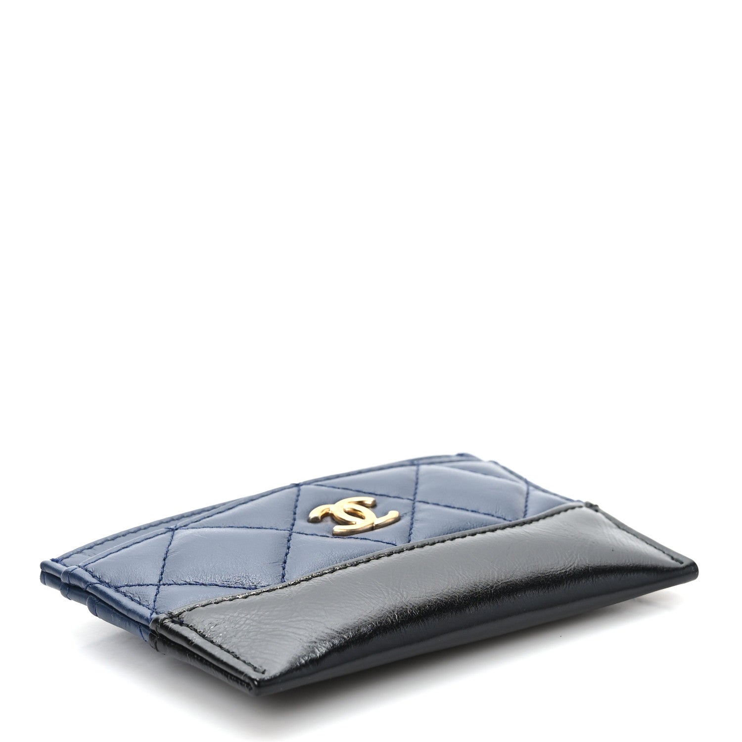 Chanel Aged Calfskin Quilted Gabrielle Card Holder Wallet Navy Black 4 of 9