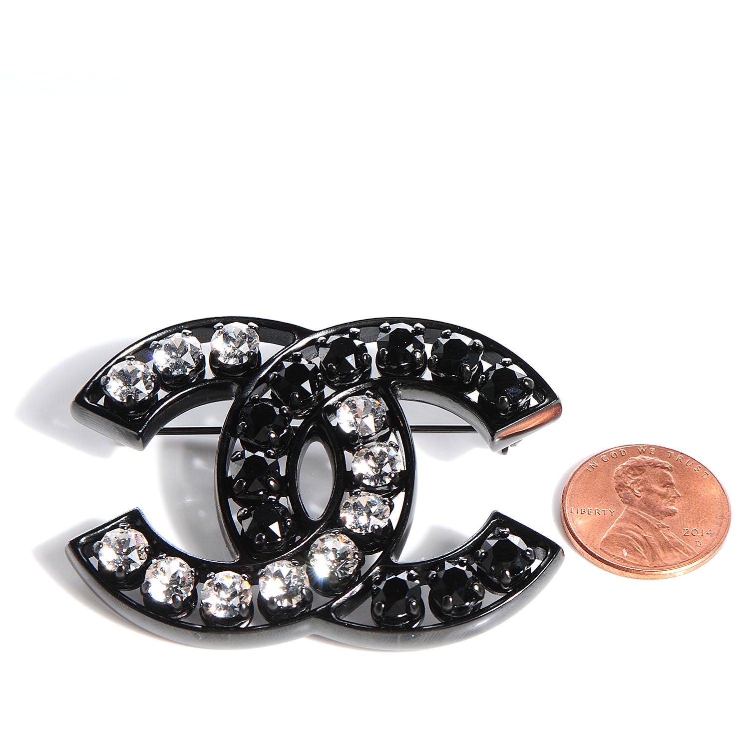Chanel Crystal CC Brooch Black 2 of 5
