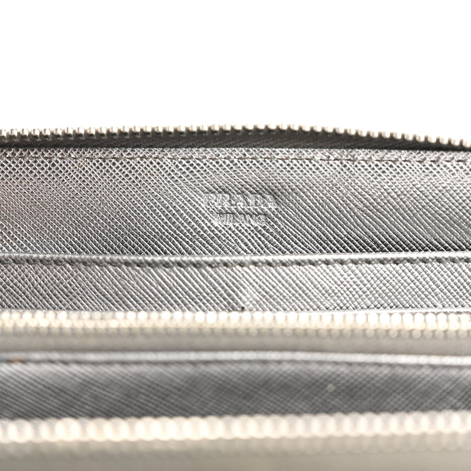 Prada Saffiano Metal Zip Around Wallet Argento 6 of 18