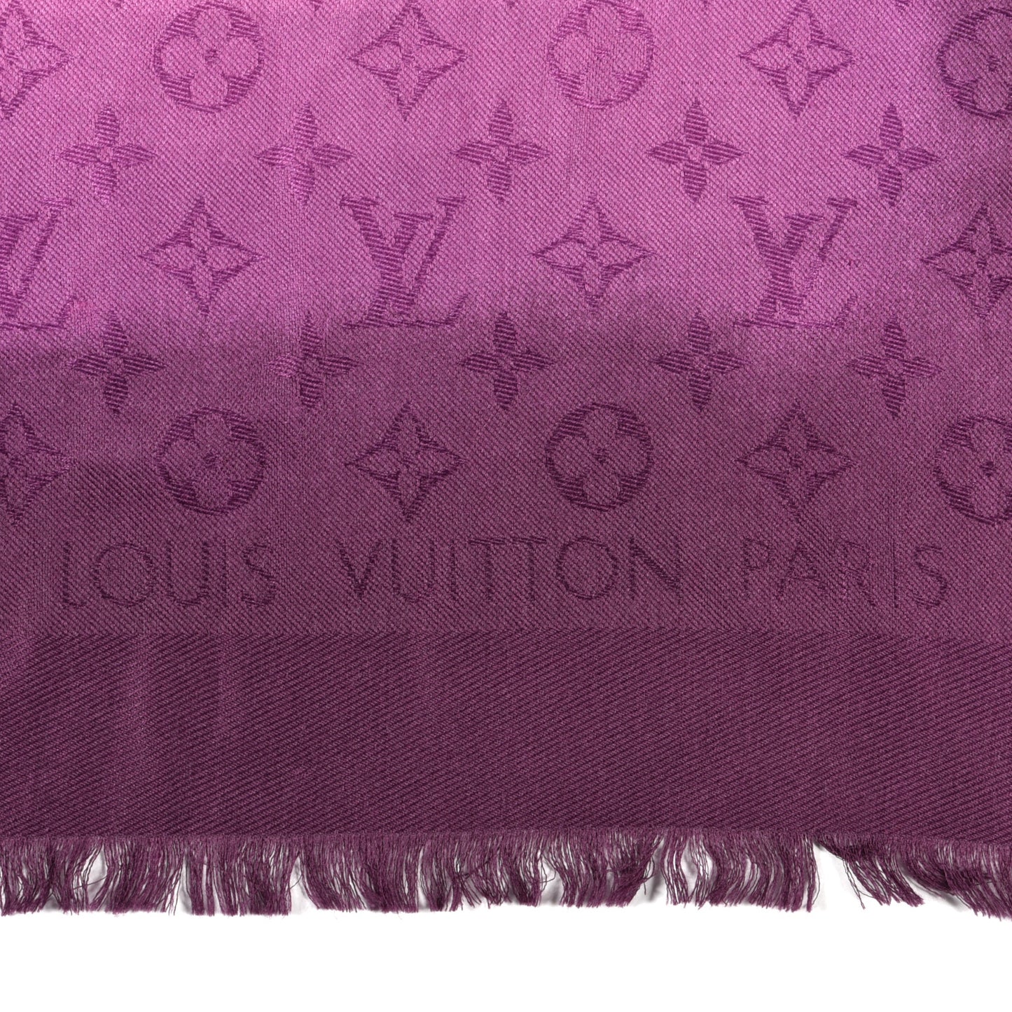 Silk Wool Monogram Shawl Pink Purple