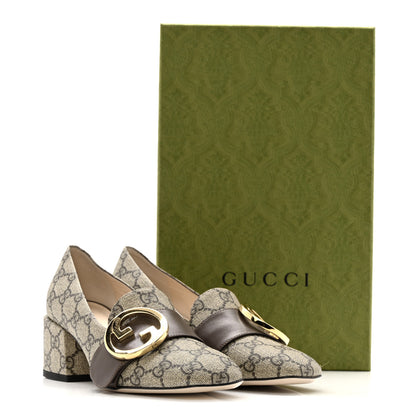 Gucci GG Supreme Monogram Malaga Kid Blondie Pumps 35.5 Beige Ebony New Acero 13 of 13