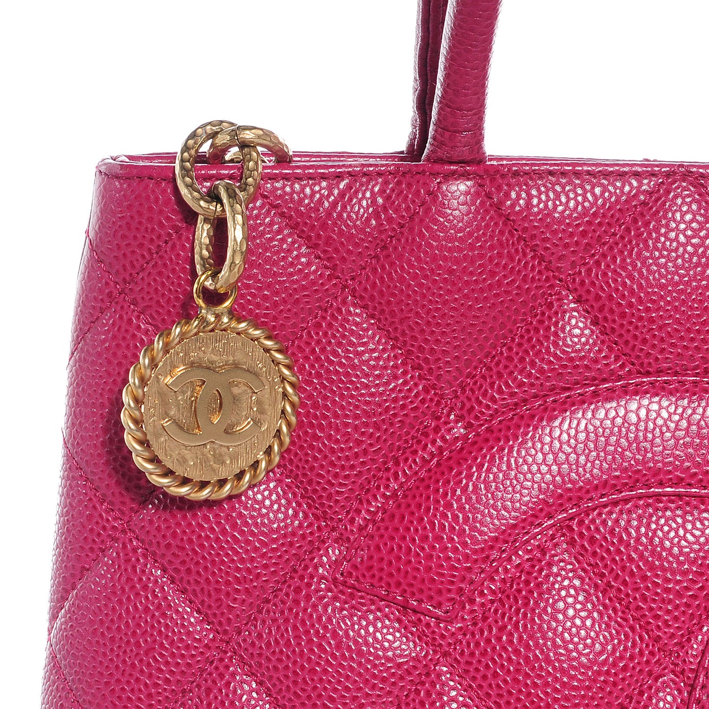 Caviar Medallion Tote Dark Pink
