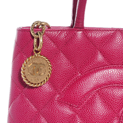 Chanel Caviar Medallion Tote Dark Pink 5 of 9