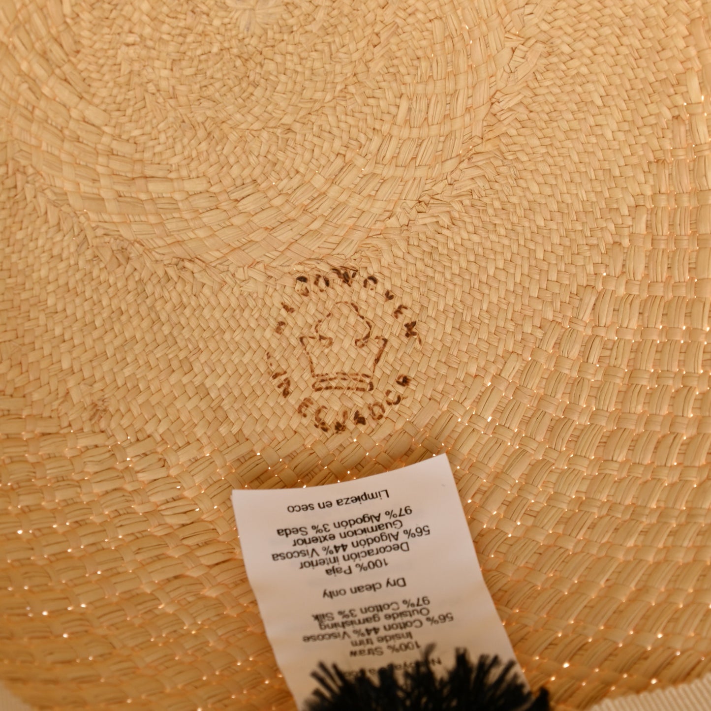 Straw Brides De Gala Panama Carrousel Hat 56 Naturel Ecru Black