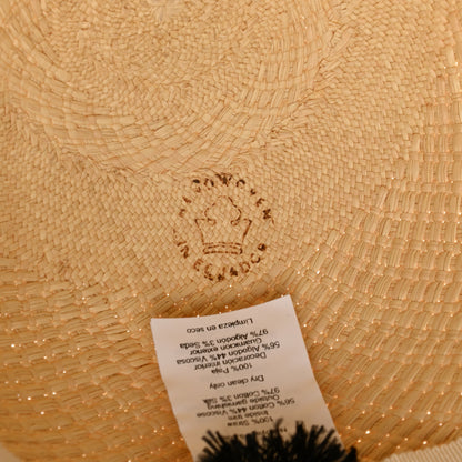 Hermes Straw Brides De Gala Panama Carrousel Hat 56 Naturel Ecru Black 10 of 10