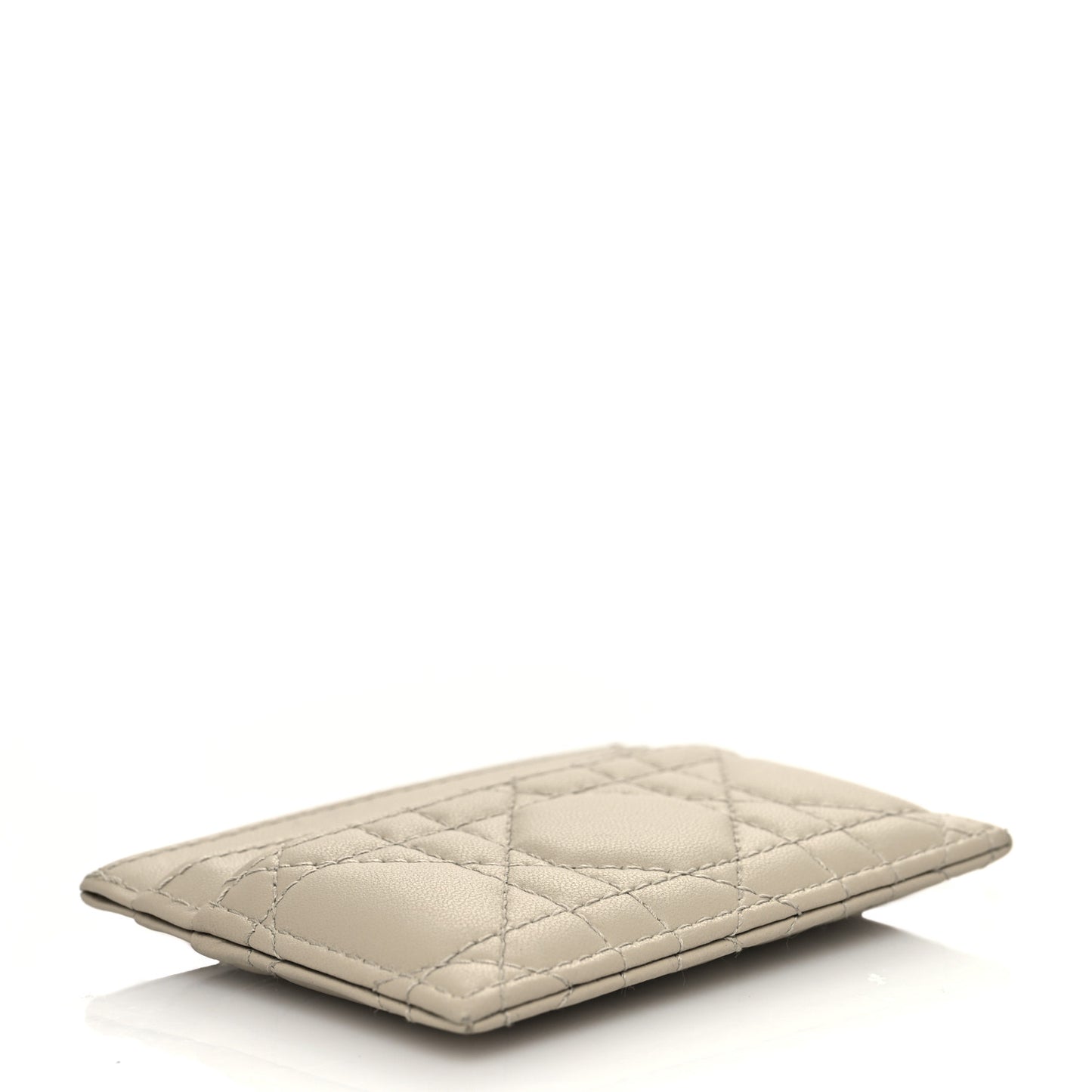 Lambskin Cannage Lady Dior Five-Slots Card Holder Beige