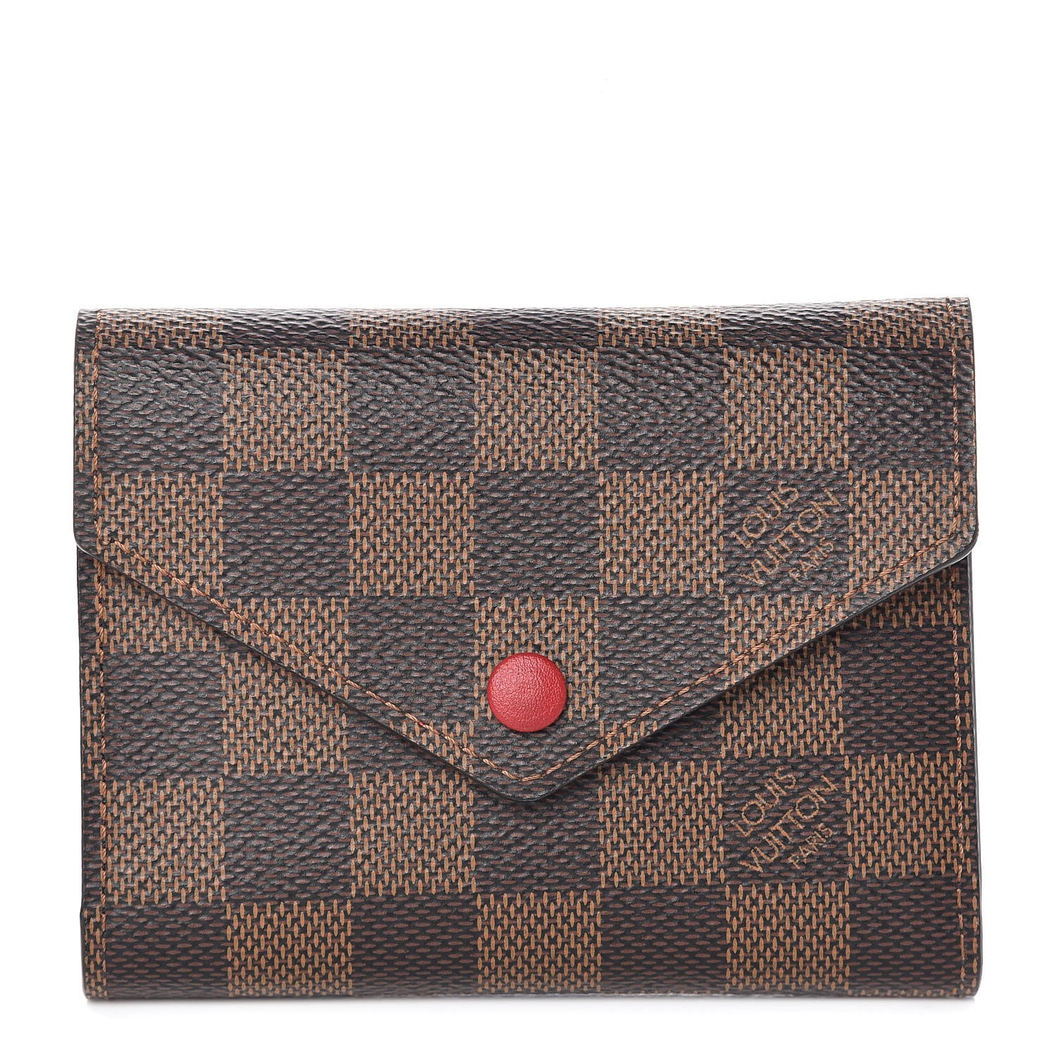 Louis Vuitton Damier Ebene Victorine Wallet Red 1 of 9