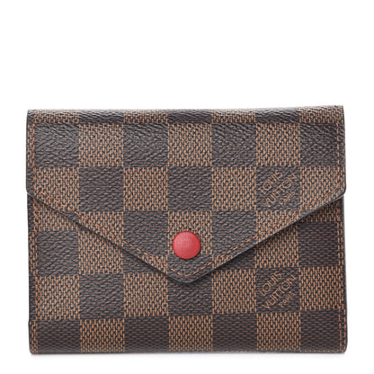 Louis Vuitton Damier Ebene Victorine Wallet Red 1 of 9