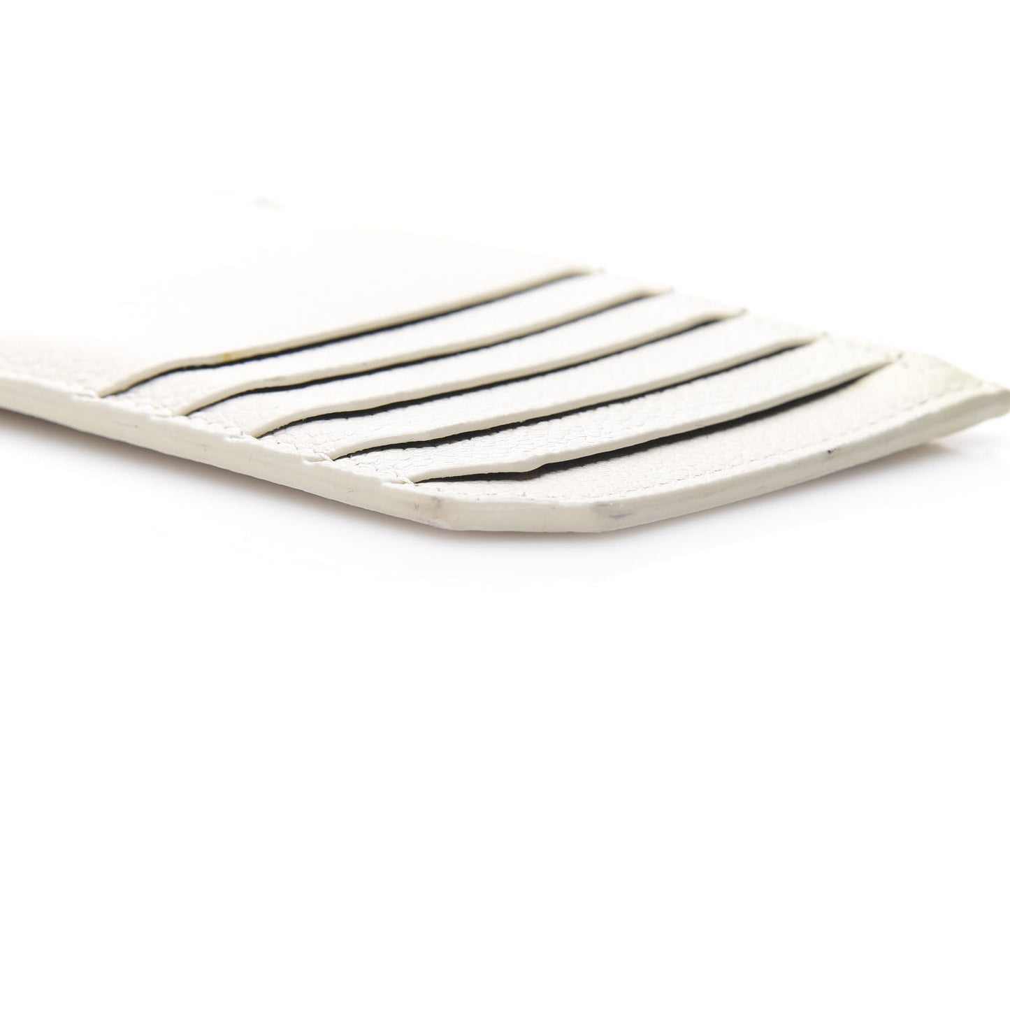 Grained Calfskin 5 Fragments Zip Pouch Card Holder White