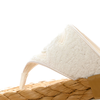 Chanel Terry Cloth Raffia CC Logo Thong Sandals 37 White 9 of 13