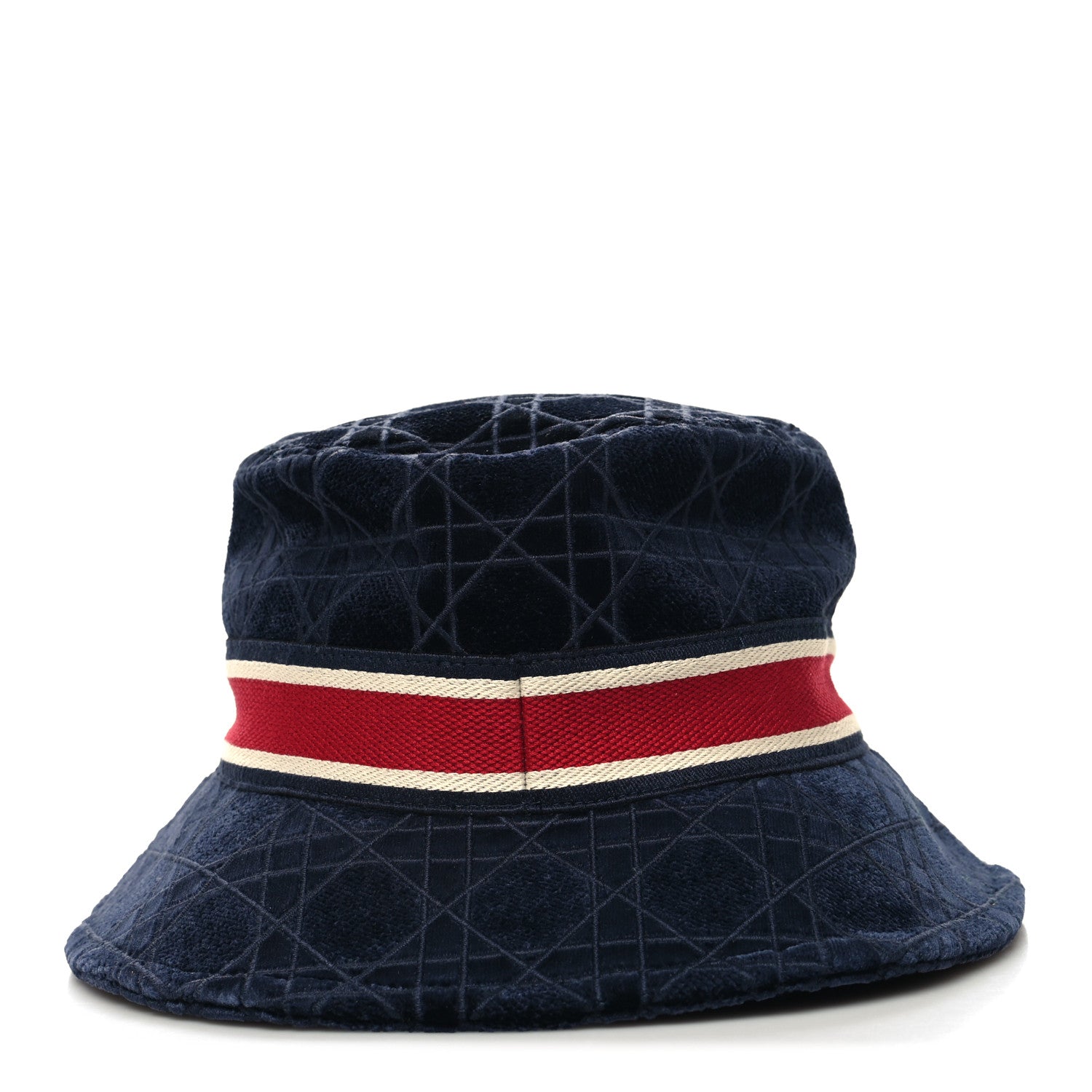 Christian Dior Velvet Cannage Bob Bucket Hat Bleu Red 3 of 8