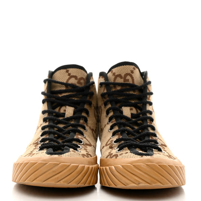 Gucci Monogram Jumbo GG New Lace Papin Mens Tortuga High Top Sneakers 10 Camel Ebony Black 2 of 9