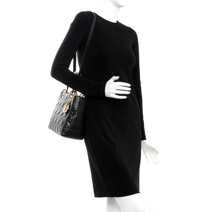 Christian Dior Lambskin Cannage Medium Lady Dior Black 2 of 8