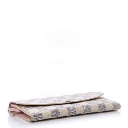 Louis Vuitton Damier Azur Emilie Wallet Rose Ballerine 4 of 8