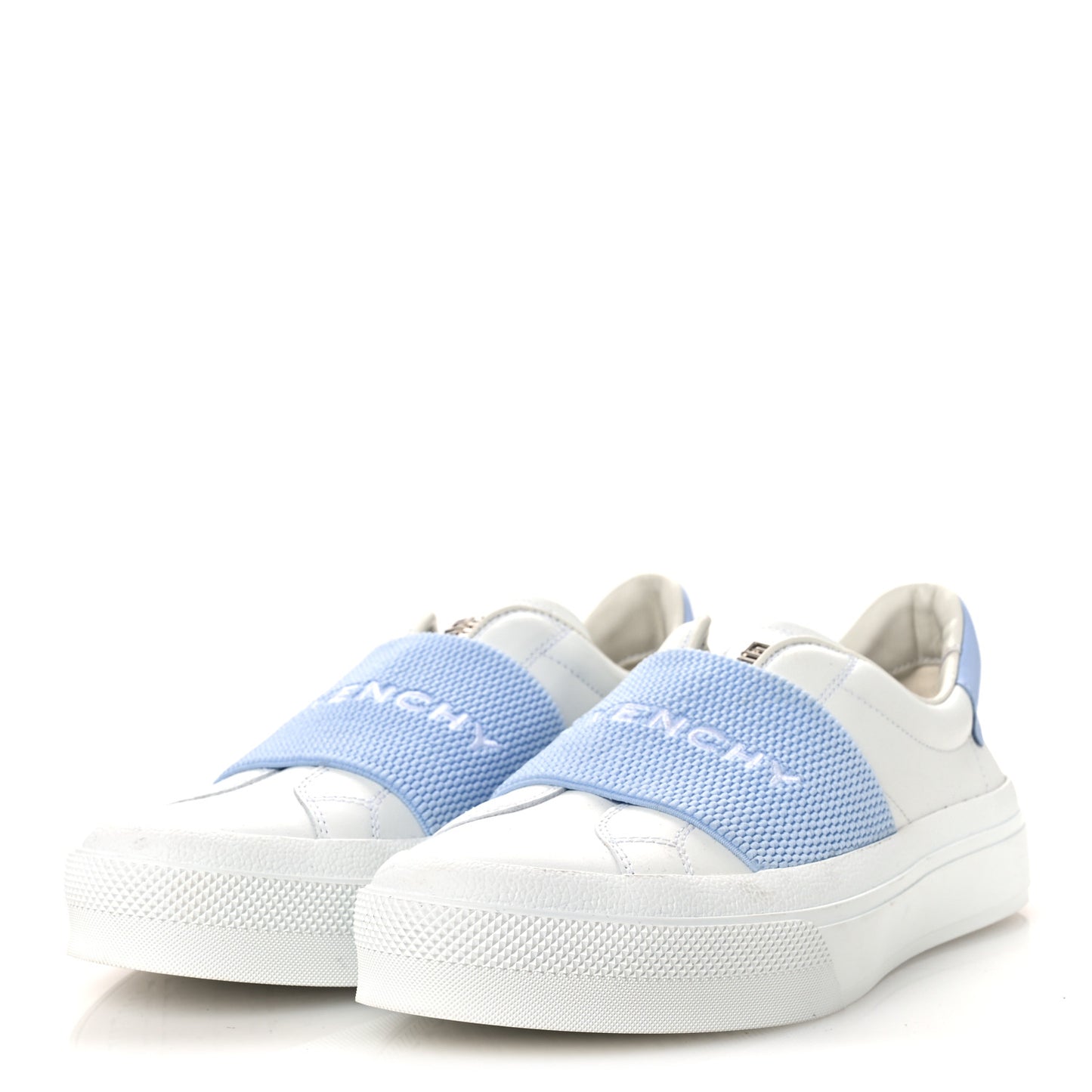 Calfskin Band Logo Womens City Sport Sneakers 38 White Blue