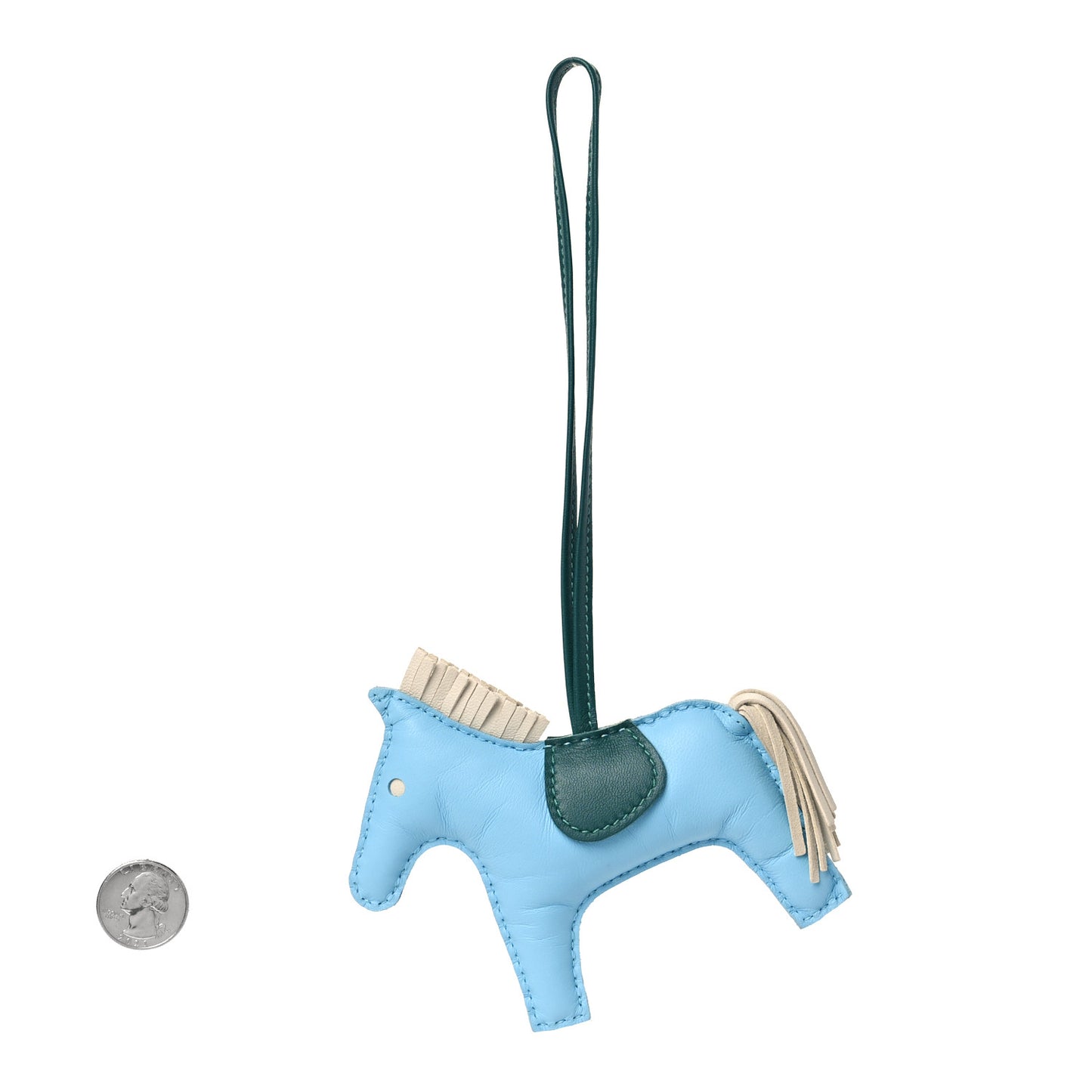Milo Lambskin Grigri Rodeo Horse Bag Charm MM Celeste Malachite Craie
