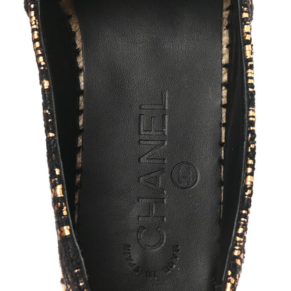Chanel Metallic Tweed Grosgrain CC Espadrilles 38 Gold Black 8 of 11