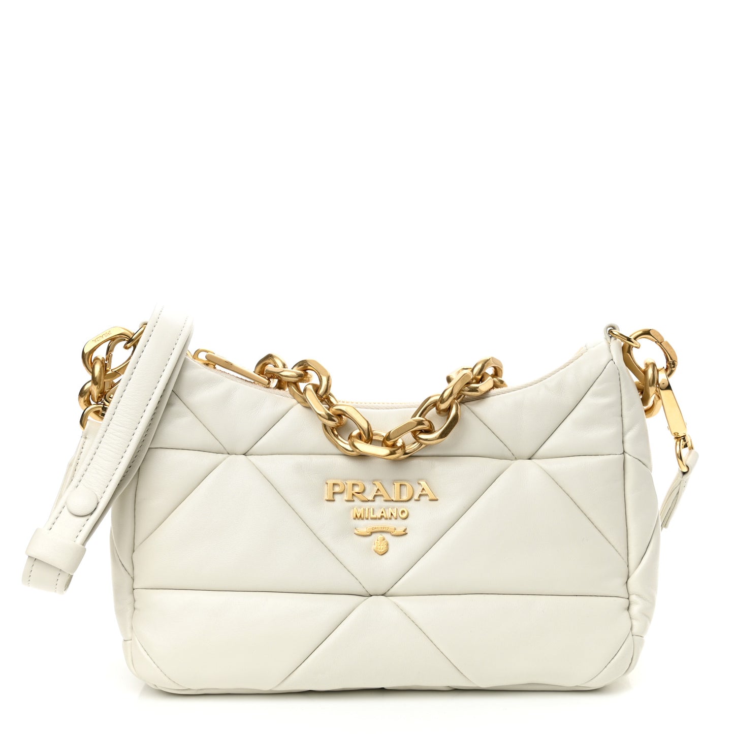 Nappa Triangle Quilted Patchwork System Bag White