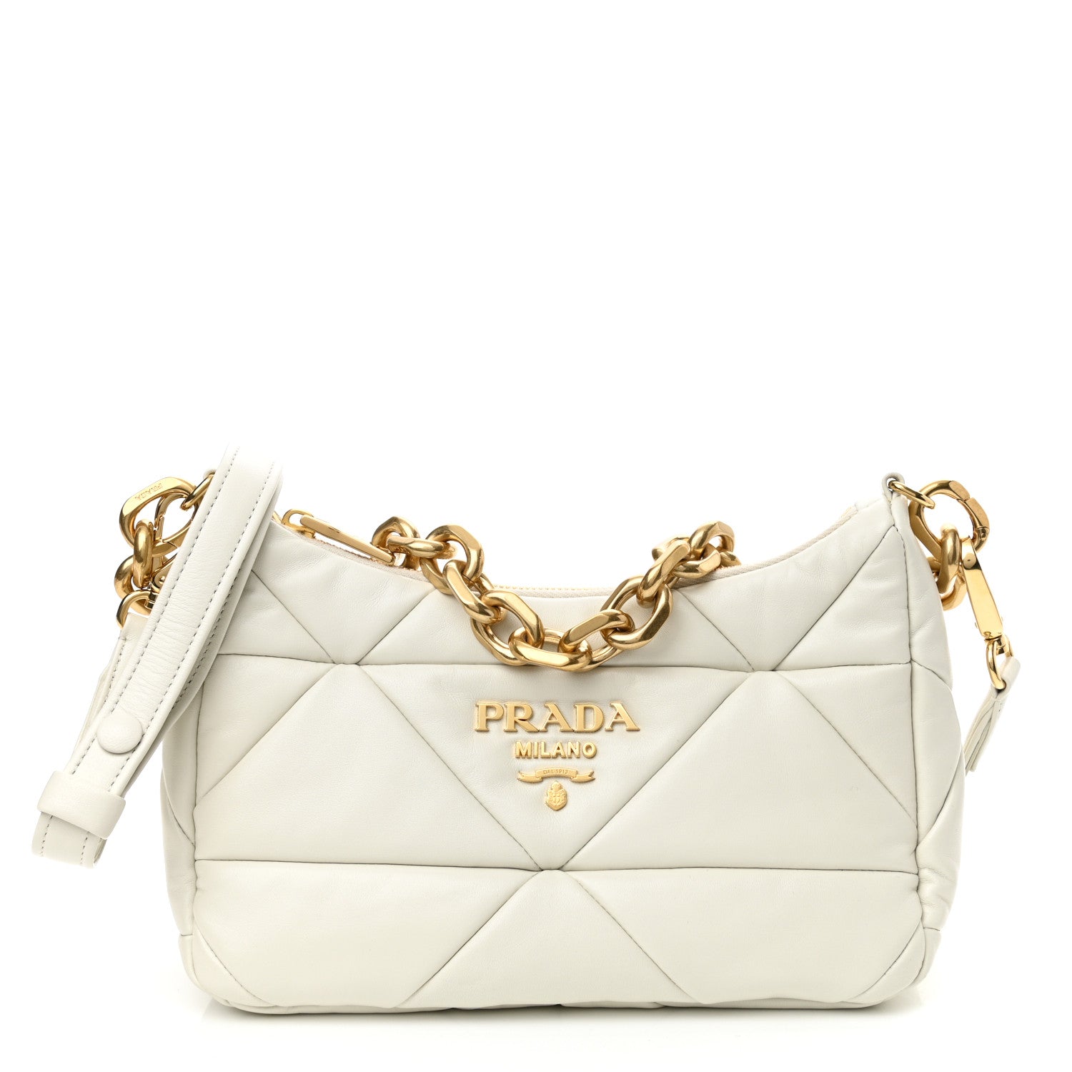 Prada Nappa Triangle Quilted Patchwork System Bag White 1 of 8