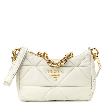 Prada Nappa Triangle Quilted Patchwork System Bag White 1 of 8
