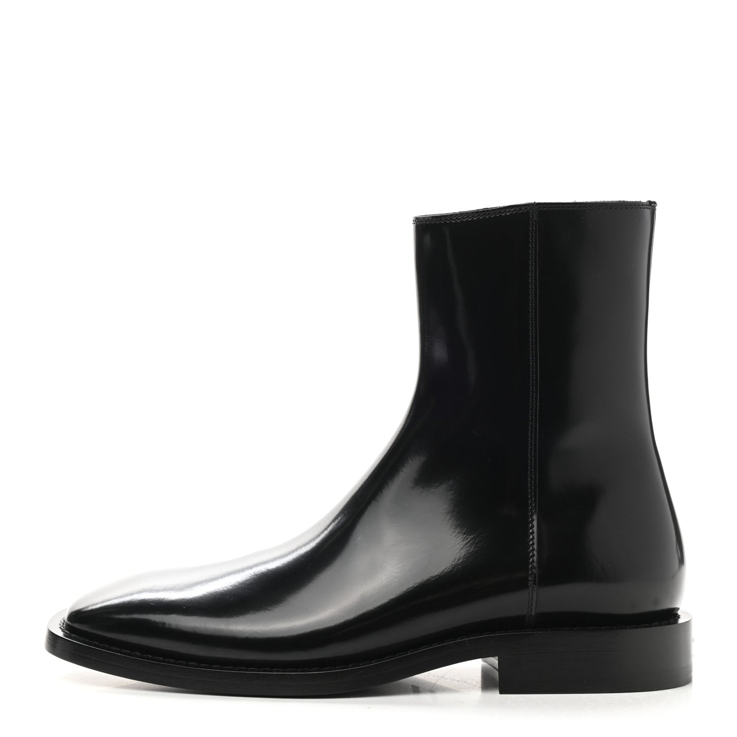 Polished Calfskin Rim Boots 37 Black