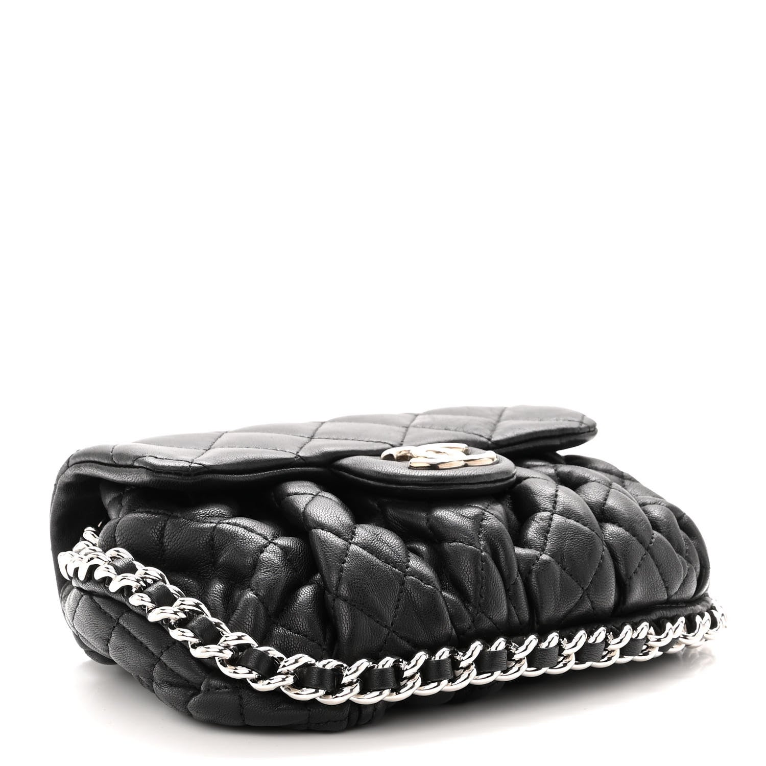 Chanel Washed Lambskin Quilted Mini Chain Around Flap Black 4 of 10