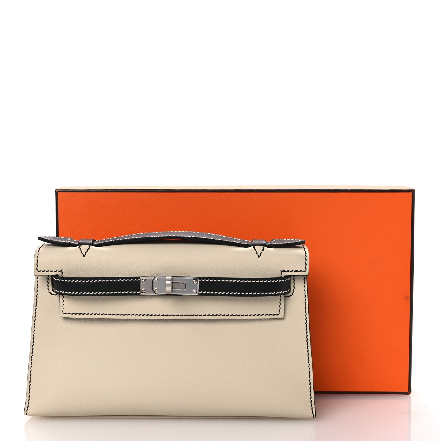 Swift Horseshoe Kelly Pochette Clutch Craie Black