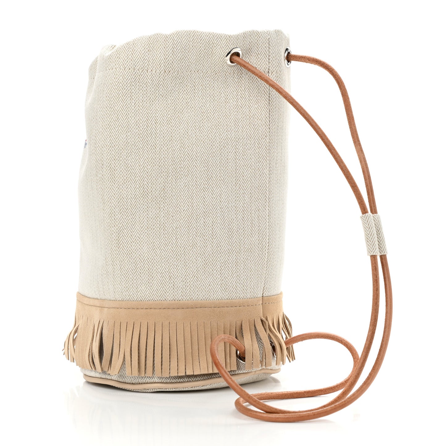 Toile Velvet Lambskin Tipi Print Childrens Drawstring Backpack Beige Coyote