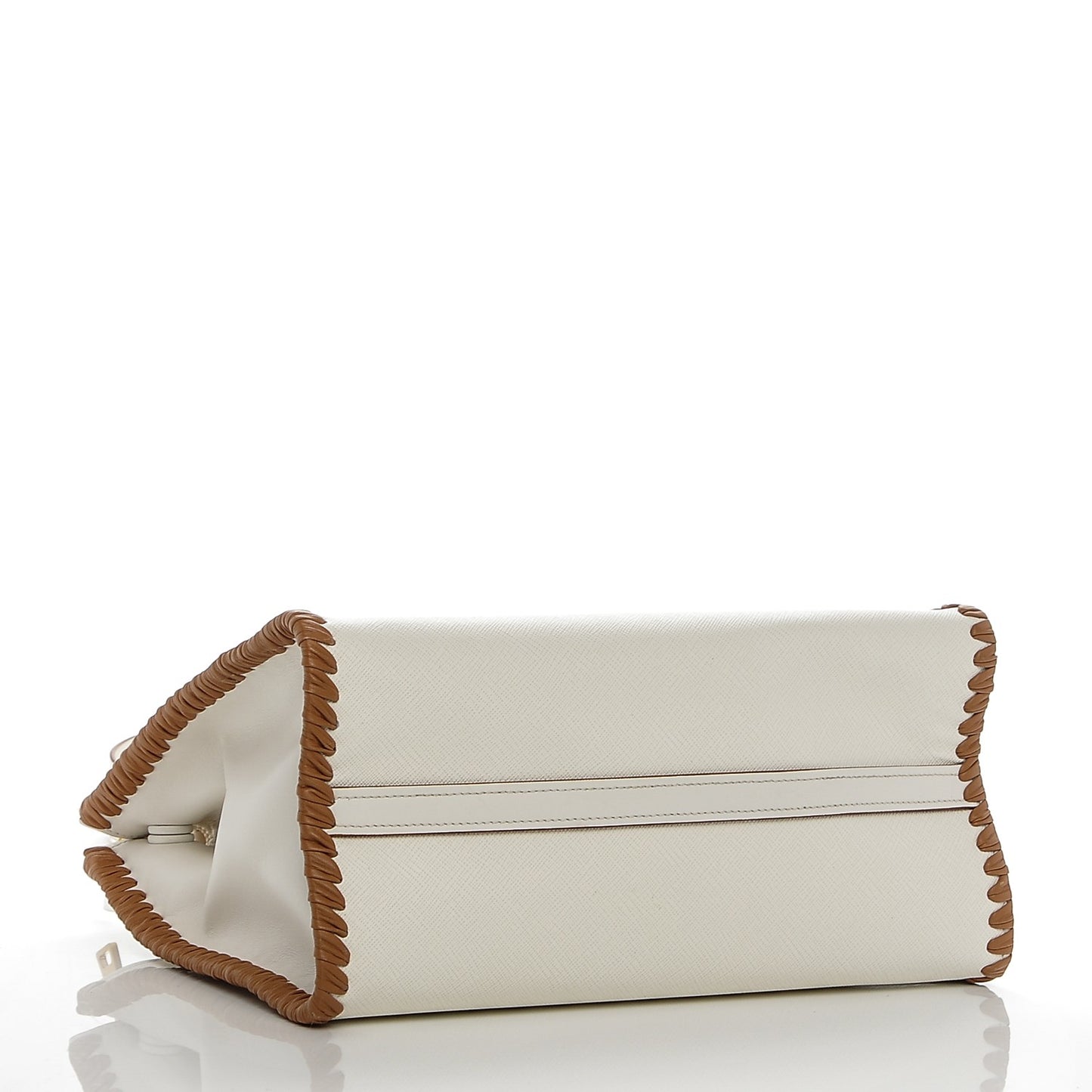 Saffiano Whipstitch Medium Paradigme Bag White Caramel