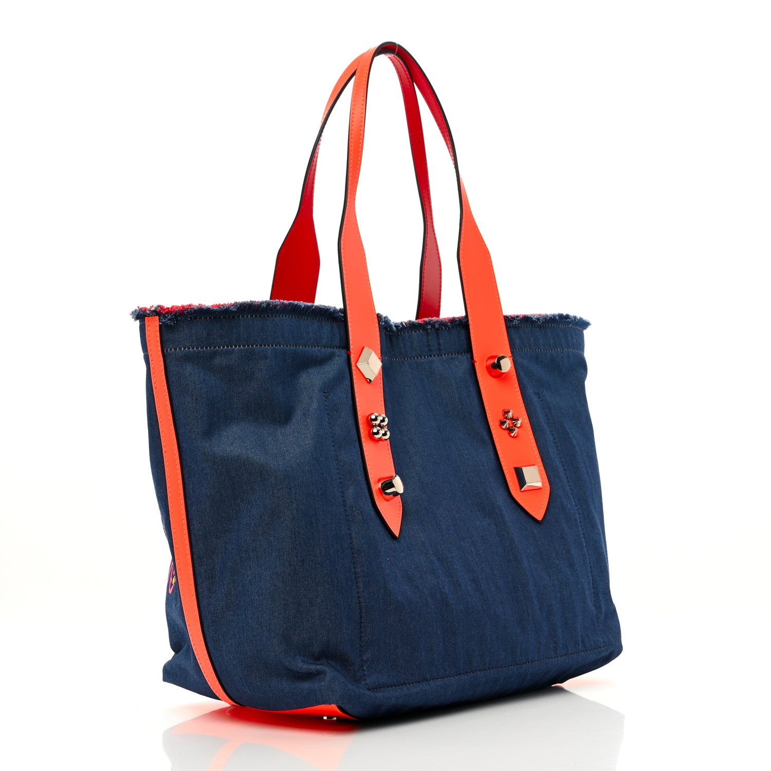 Christian Louboutin Denim Frangibus Printed Tote Blue Multicolor 3 of 9