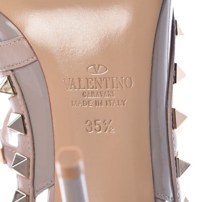Valentino Garavani Patent Nappa Rockstud Ankle Strap 100mm Pumps 35.5 Perla Poudre 7 of 10