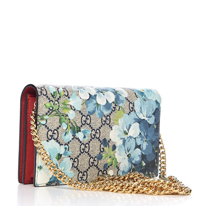 Gucci GG Supreme Monogram Blooms Chain Wallet Blue 3 of 11