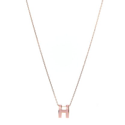 Hermes Lacquered Rose Gold Pop H Pendant Necklace Rose Dragee 1 of 6