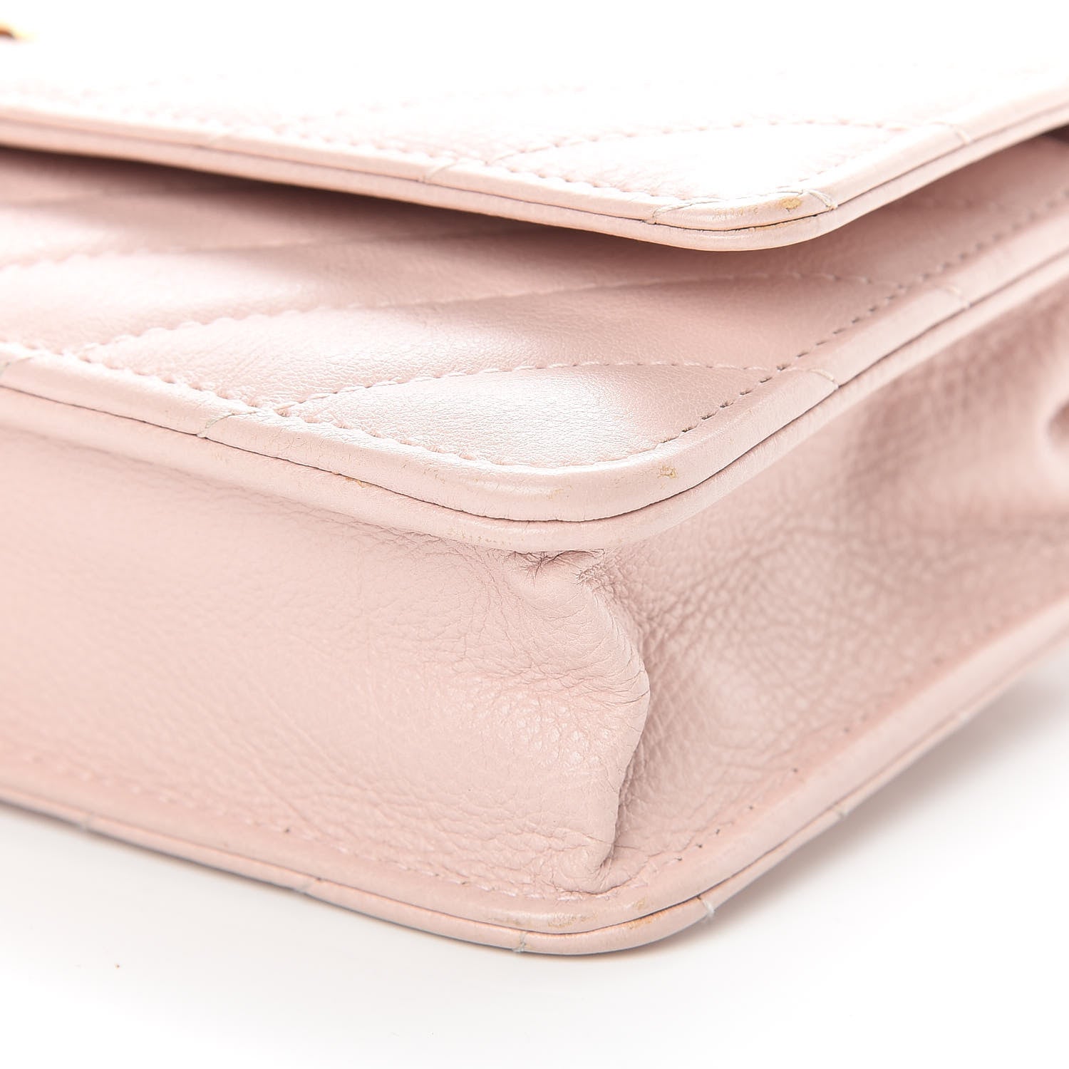 Chanel Calfskin Chevron Quilted Wallet On Chain WOC Pink 11 of 16