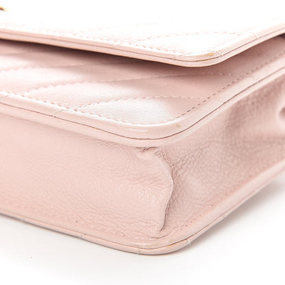 Chanel Calfskin Chevron Quilted Wallet On Chain WOC Pink 11 of 16