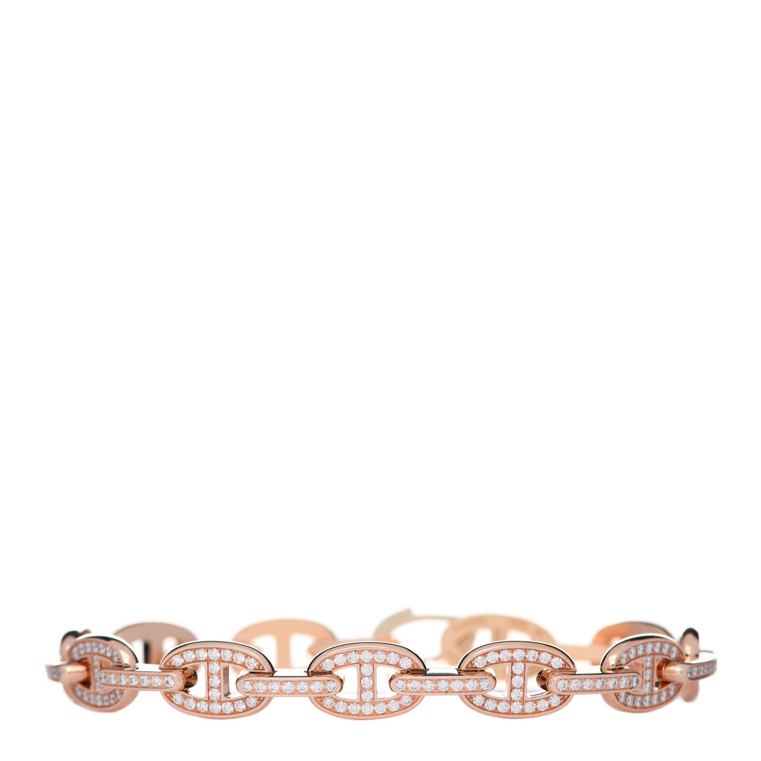 Hermes 18K Rose Gold Diamond PM Chaine d'Ancre Enchainee Bracelet SH 1 of 5
