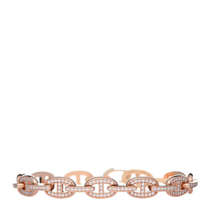 Hermes 18K Rose Gold Diamond PM Chaine d'Ancre Enchainee Bracelet SH 1 of 5