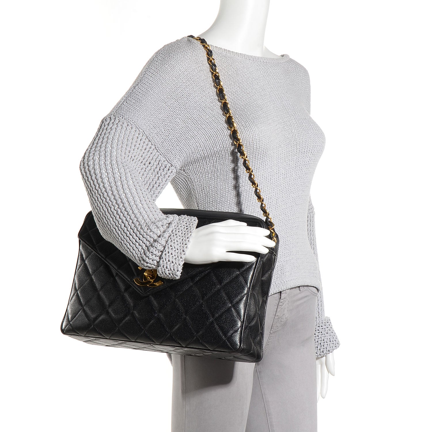 Chanel Caviar Envelope Large Camera Case Black 2 of 9
