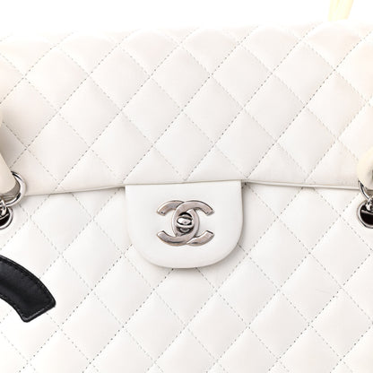 Chanel Calfskin Quilted Large Cambon Flap White Black 8 of 11