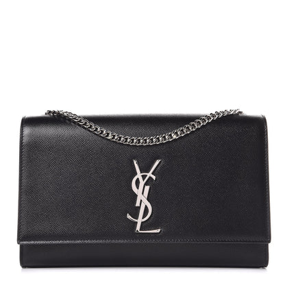 Saint Laurent Grain De Poudre Medium Classic Monogram Kate Satchel Black 1 of 7