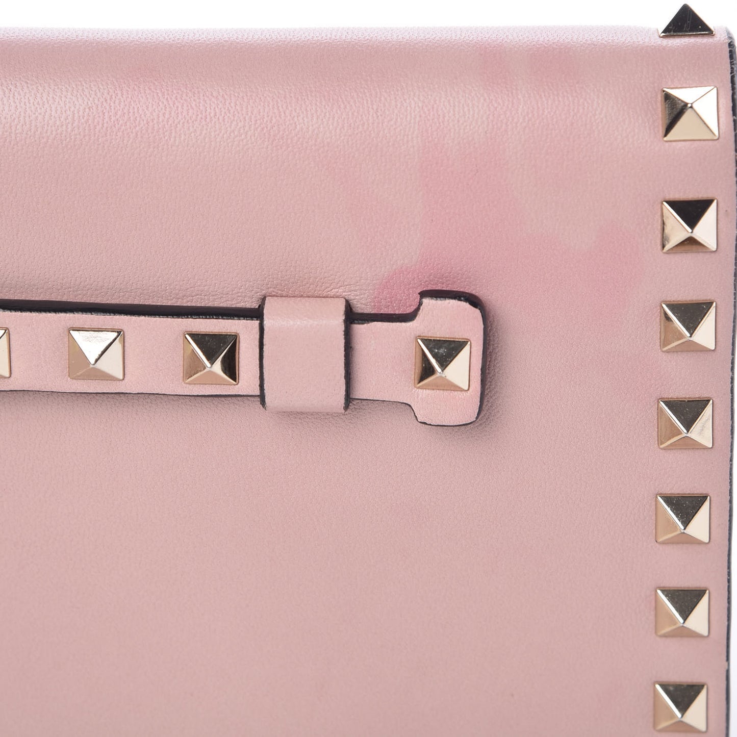 Nappa Rockstud Wristlet Clutch Water Rose