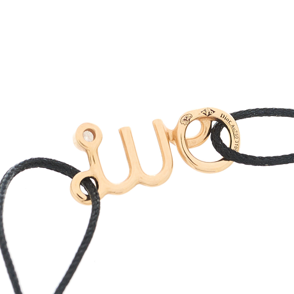 18K Rose Gold Diamond Oui Cord Bracelet Black