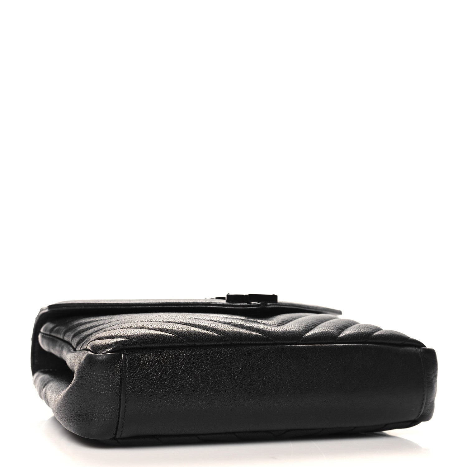 Saint Laurent Sheepskin Matelasse Chevron Monogram Monochrome Medium College Bag Black 4 of 11