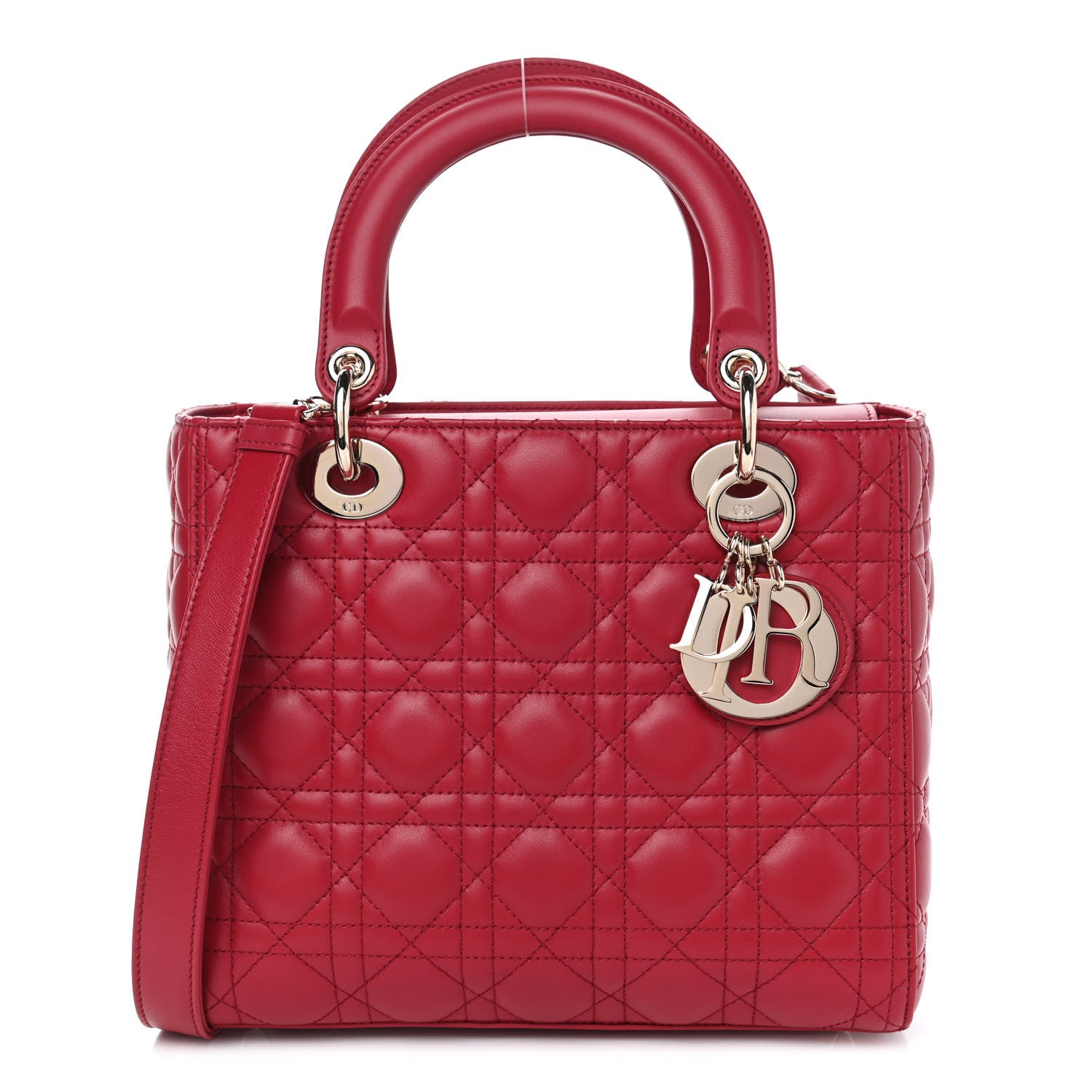 Christian Dior Lambskin Cannage Medium Lady Dior Red 1 of 4