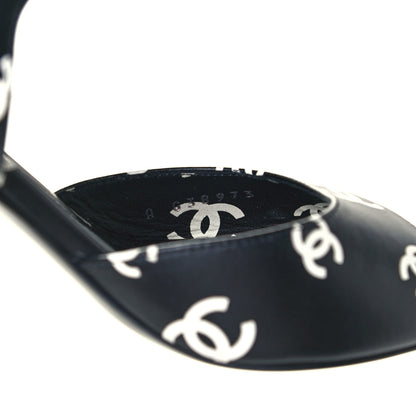 Chanel Printed Lambskin CC Sandals 36.5 Black White 10 of 11