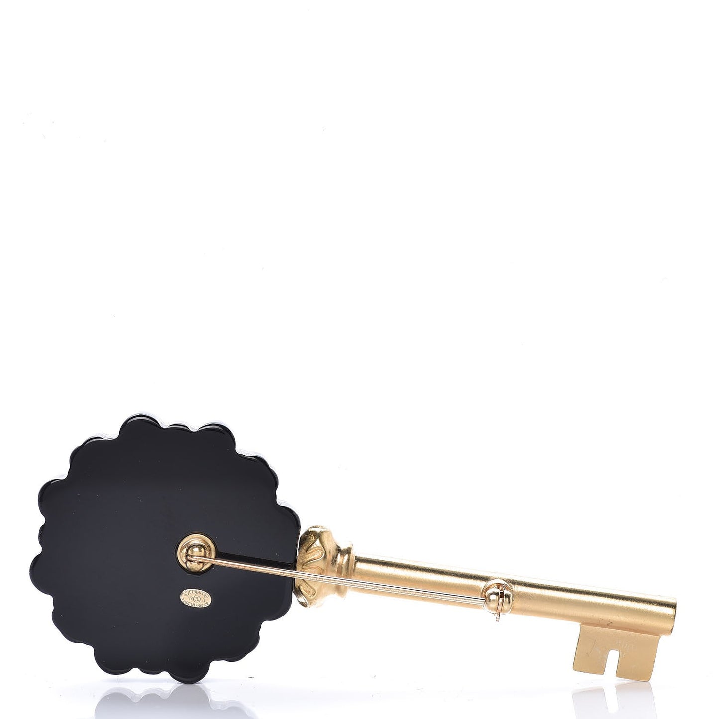 Crystal Pearl Enamel Key Brooch Multicolor