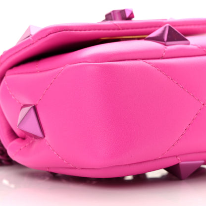 Valentino Garavani Nappa Lacquer Monochrome Mini Roman Stud Shoulder Bag Pink PP 9 of 11